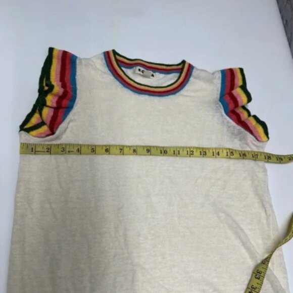 Boden linen two piece Cream Cardigan & top with Multicolor Trim size M - Picture 8 of 9